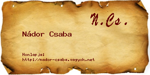 Nádor Csaba névjegykártya